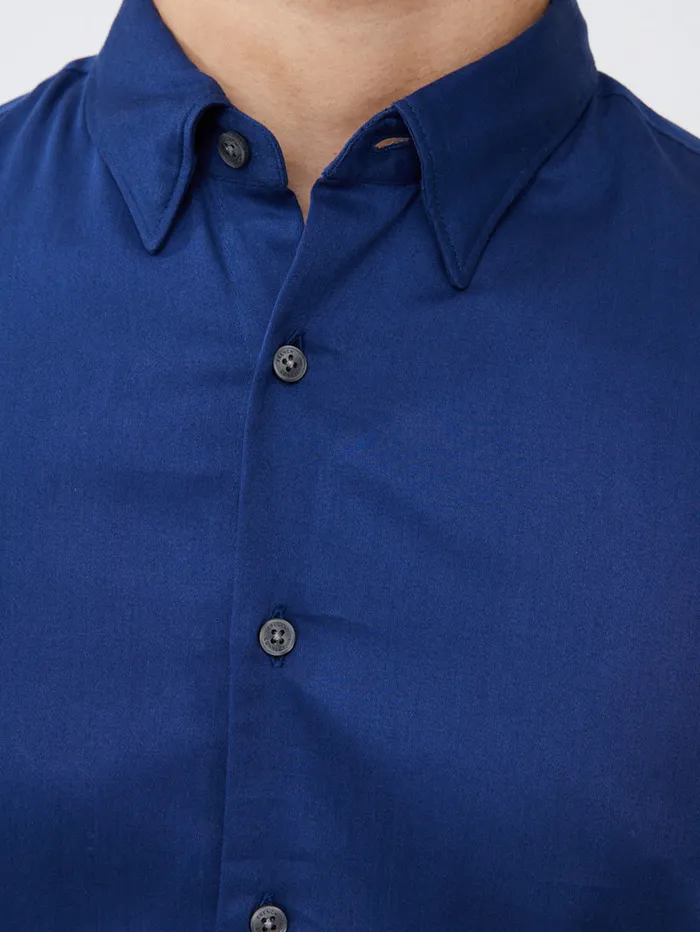 Man Shirts French Connection Long Sleeve Poplin Shirt True Blue Man Shirts French Connection Long Sleeve Poplin Shirt True Blue