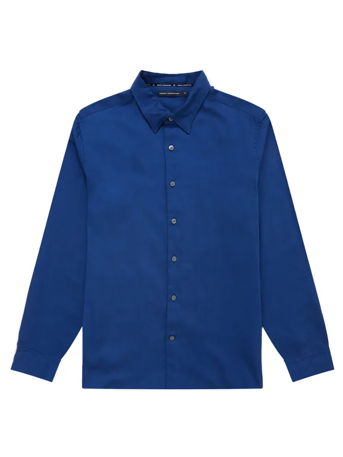 Man Shirts French Connection Long Sleeve Poplin Shirt True Blue Man Shirts French Connection Long Sleeve Poplin Shirt True Blue