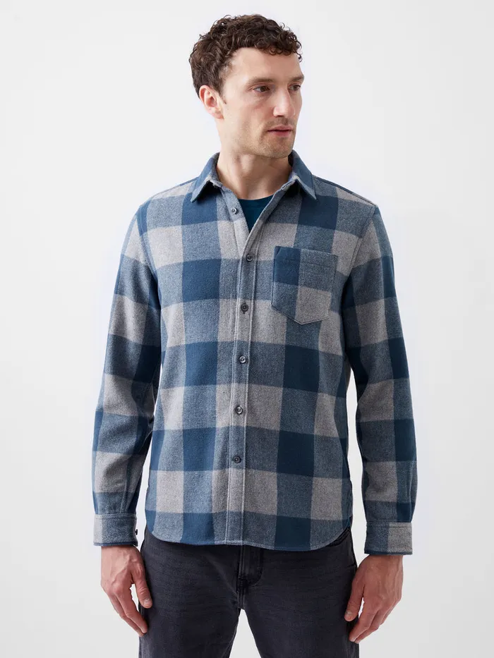 Man Shirts French Connection Neve Check Shirt Blue Check