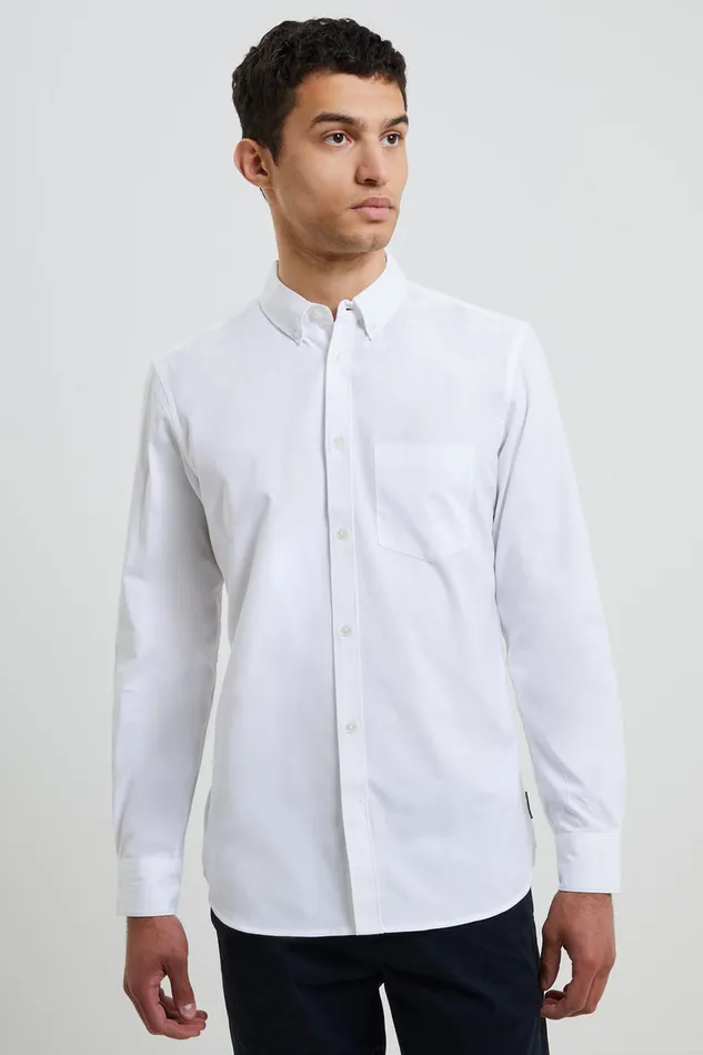 Man Shirts French Connection Oxford Long Sleeve Shirt White