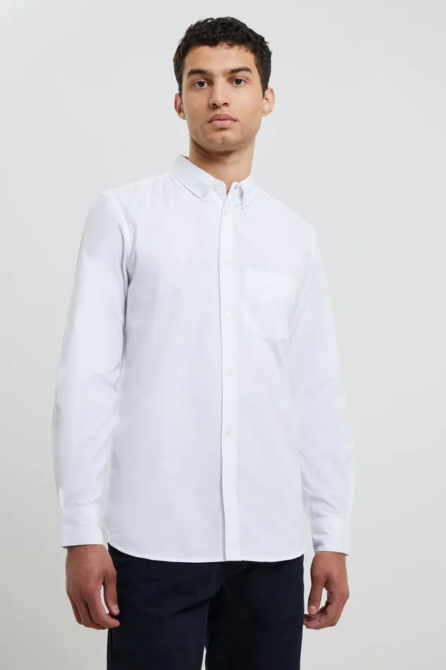 Man Shirts French Connection Oxford Long Sleeve Shirt White