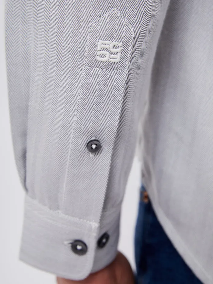 Man Shirts French Connection Regular Fit Herringbone Button Down Shirt Light Grey Man Shirts French Connection Regular Fit Herringbone Button Down Shirt Light Grey