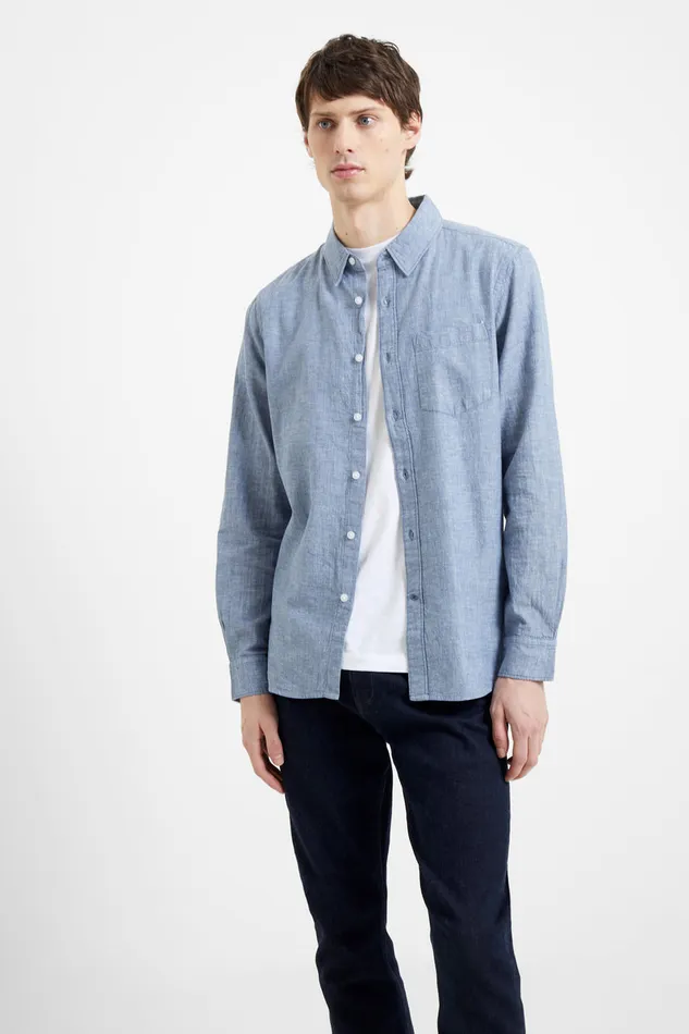 Man Shirts French Connection Relaxed Chambray Shirt Indigo Man Shirts French Connection Relaxed Chambray Shirt Indigo