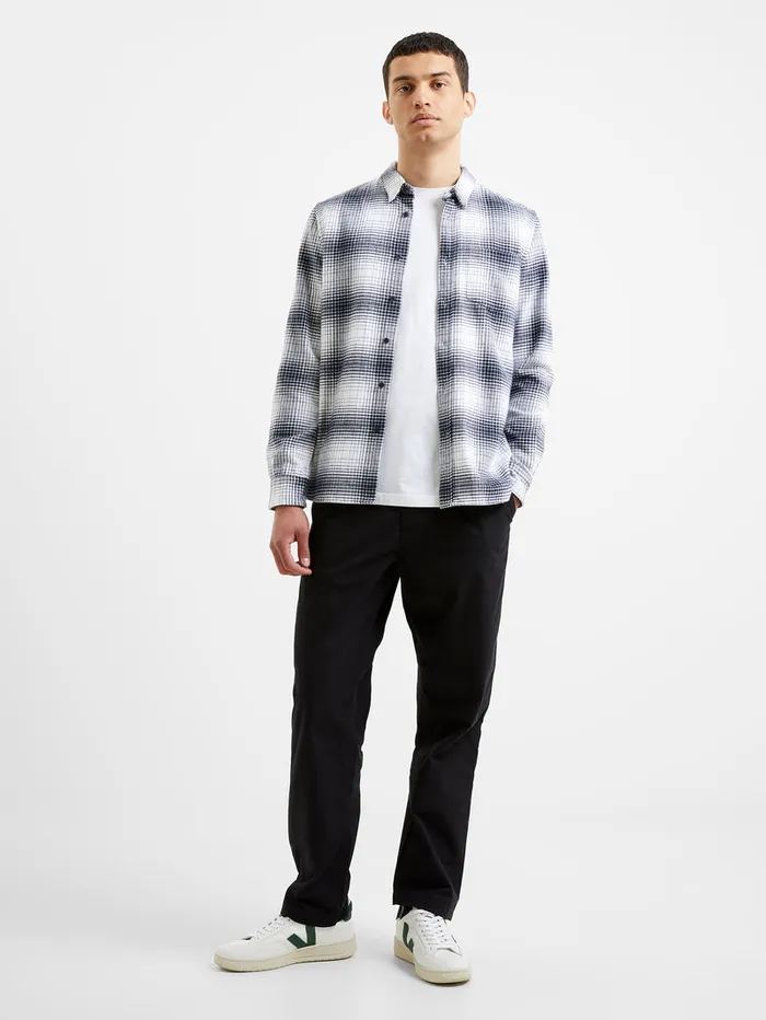 Man Shirts French Connection Shadow Check Long Sleeve Shirt Dark Navy Man Shirts French Connection Shadow Check Long Sleeve Shirt Dark Navy