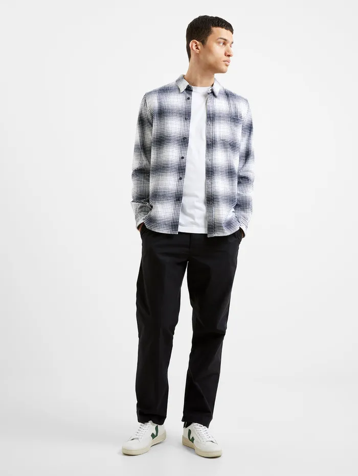 Man Shirts French Connection Shadow Check Long Sleeve Shirt Dark Navy Man Shirts French Connection Shadow Check Long Sleeve Shirt Dark Navy