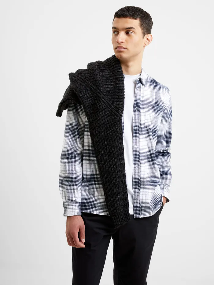 Man Shirts French Connection Shadow Check Long Sleeve Shirt Dark Navy Man Shirts French Connection Shadow Check Long Sleeve Shirt Dark Navy