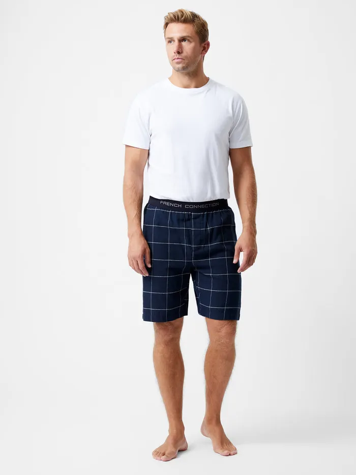 Man Shorts French Connection French Connection PJ Flannel Shorts Marinewhite