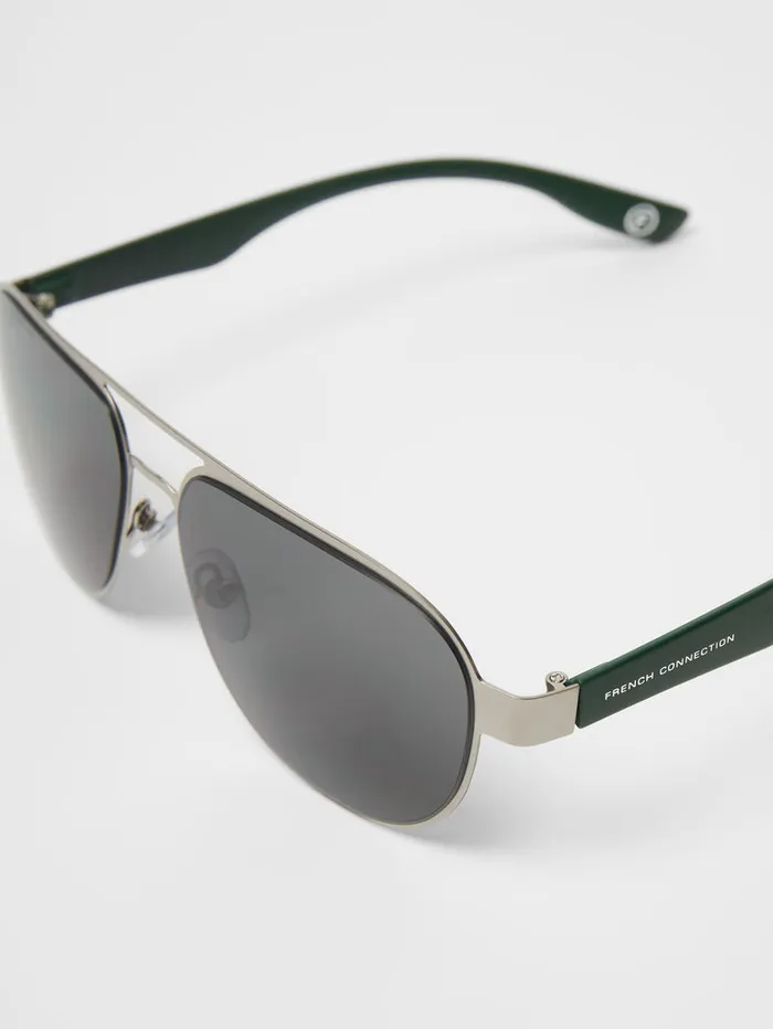Man Sunglasses French Connection Aviator Sunglasses Gunmetal