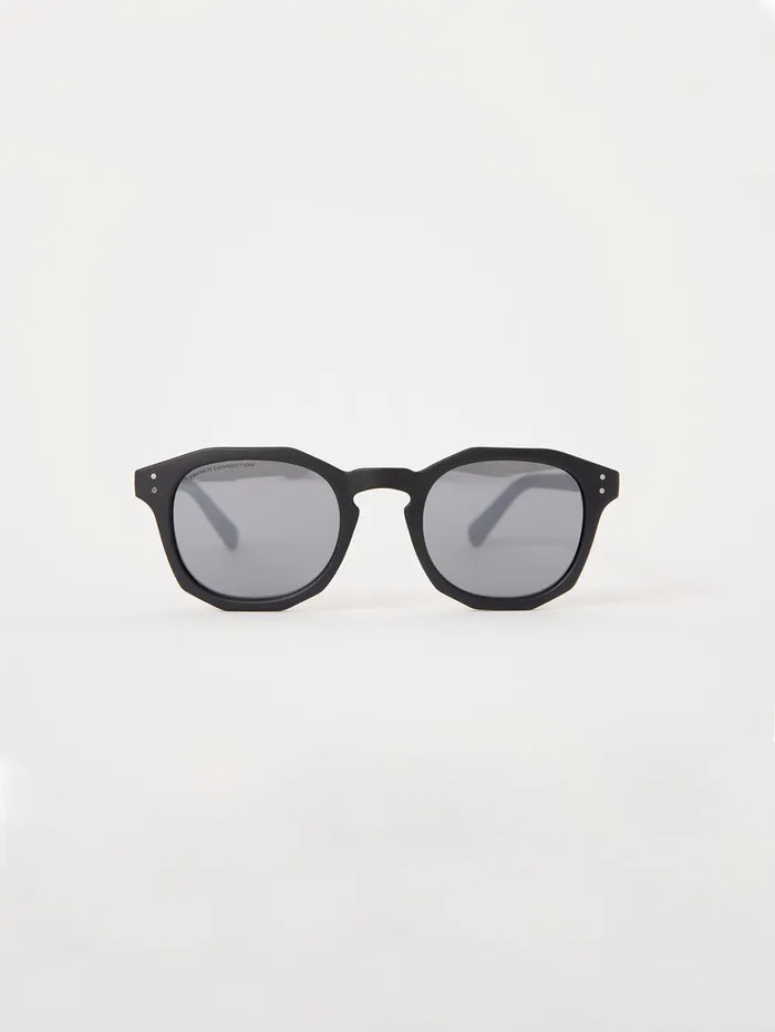 Man Sunglasses French Connection Faceted Preppy Sunglasses Charcoal