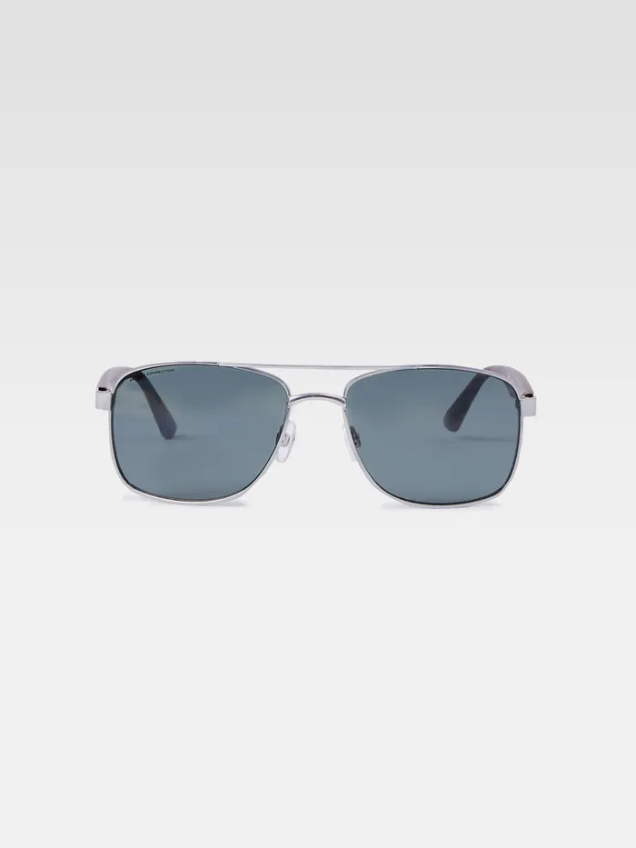 Man Sunglasses French Connection Metal Navigator Sunglasses Silvermatte Tort