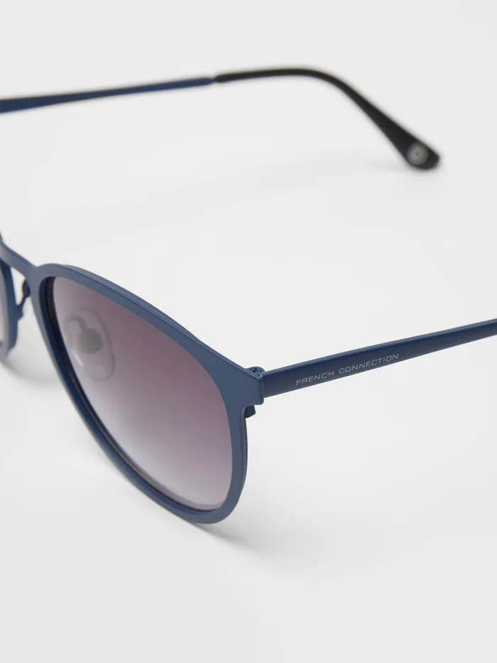 Man Sunglasses French Connection Preppy Round Sunglasses Utility Blue Man Sunglasses French Connection Preppy Round Sunglasses Utility Blue