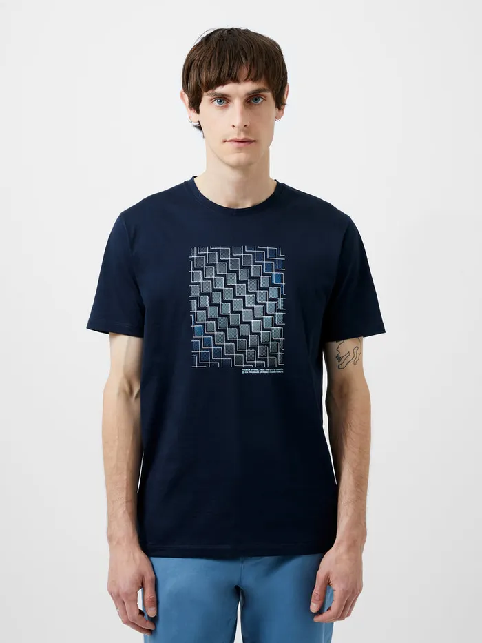 Man TShirts and Polo Shirts French Connection Abstract Steps Organic Graphic TShirt Marine Man TShirts and Polo Shirts French Connection Abstract Steps Organic Graphic TShirt Marine
