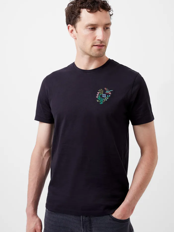 Man TShirts and Polo Shirts French Connection Embroidered Dragonfly Organic Graphic TShirt Black Man TShirts and Polo Shirts French Connection Embroidered Dragonfly Organic Graphic TShirt Black