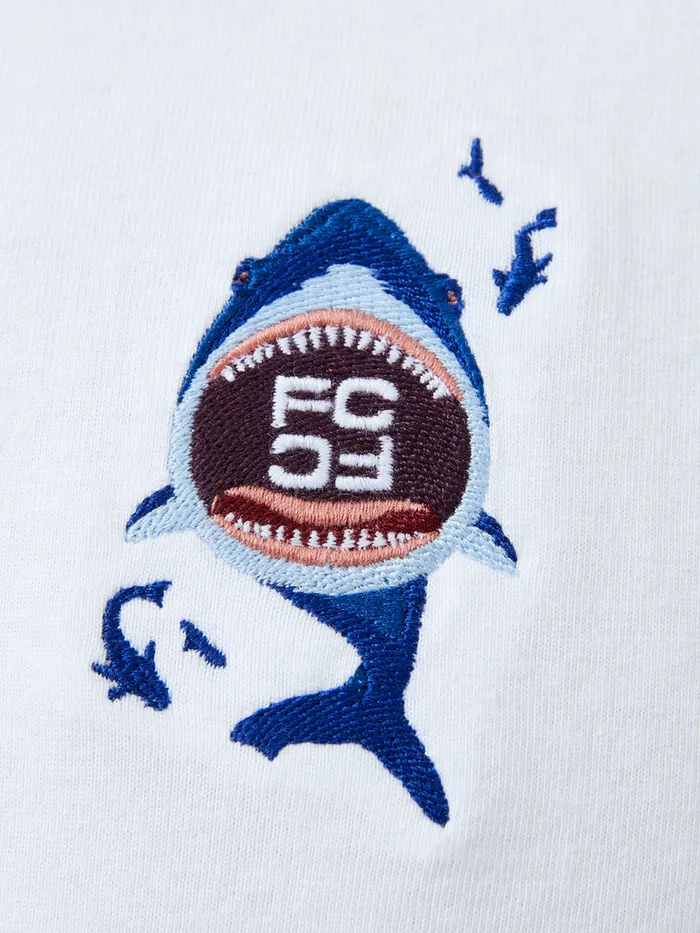 Man TShirts and Polo Shirts French Connection Embroidered Shark Organic Graphic TShirt White Man TShirts and Polo Shirts French Connection Embroidered Shark Organic Graphic TShirt White