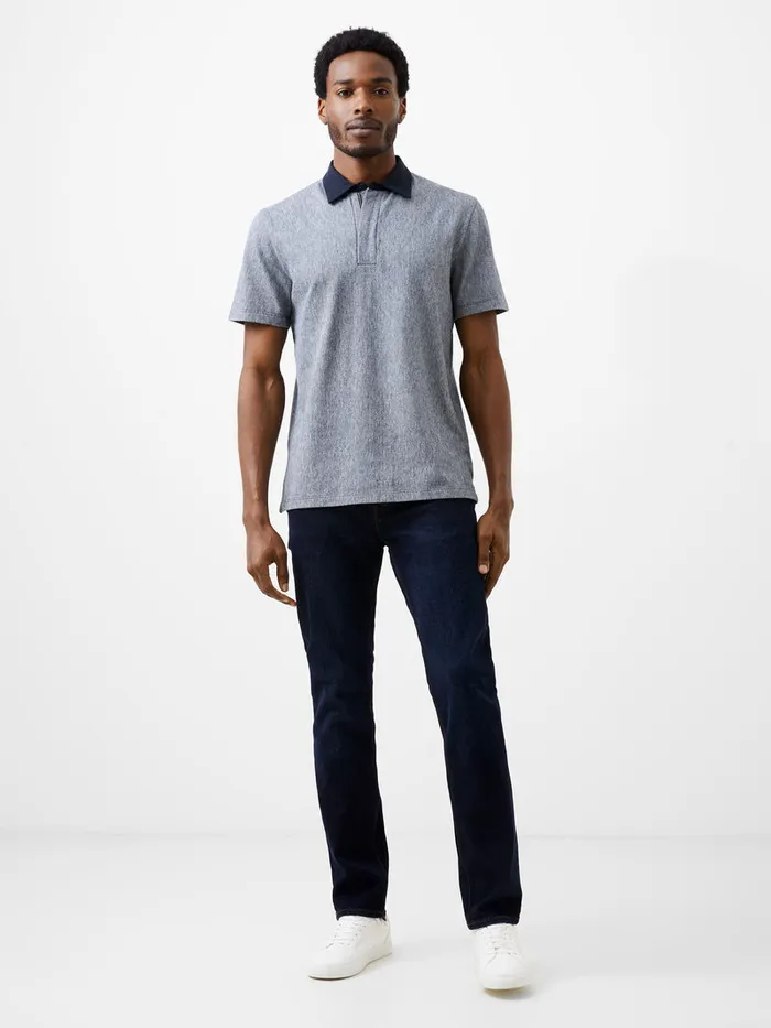 Man TShirts and Polo Shirts French Connection Graphic Zip Polo Shirt Charcoal