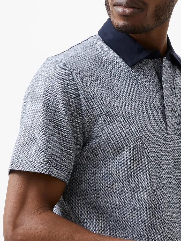 Man TShirts and Polo Shirts French Connection Graphic Zip Polo Shirt Charcoal