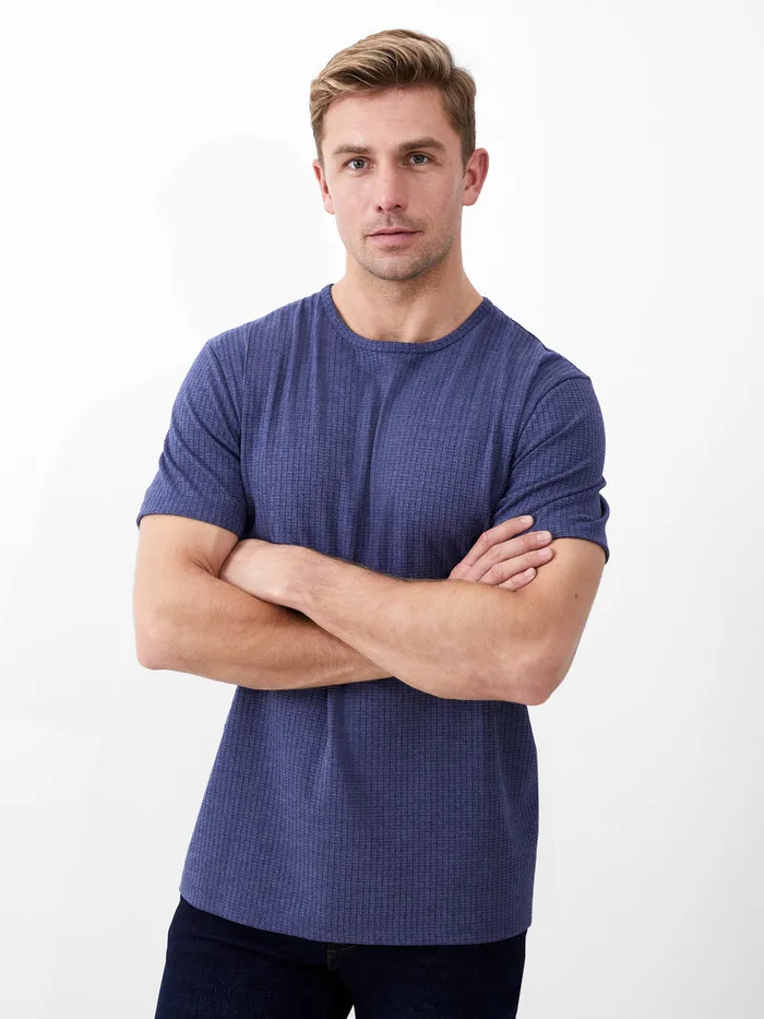 Man TShirts and Polo Shirts French Connection Ladder Texture TShirt Navy Man TShirts and Polo Shirts French Connection Ladder Texture TShirt Navy