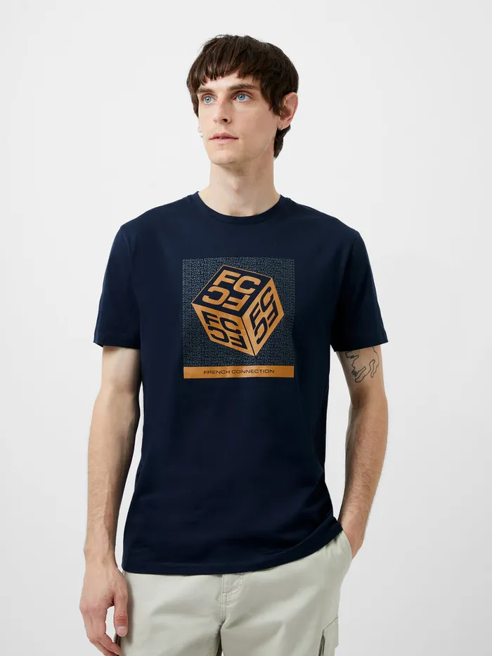 Man TShirts and Polo Shirts French Connection Large Dice Organic Graphic TShirt Marine Man TShirts and Polo Shirts French Connection Large Dice Organic Graphic TShirt Marine