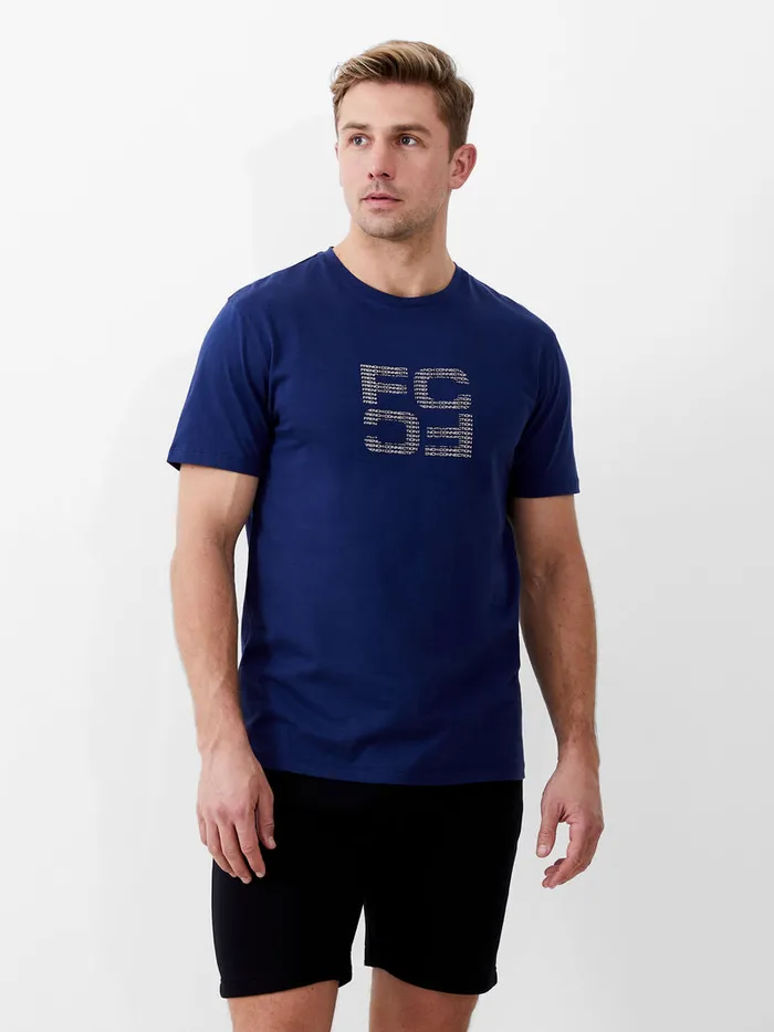 Man TShirts and Polo Shirts French Connection Mirror Repeat Logo Organic Graphic TShirt Navy Man TShirts and Polo Shirts French Connection Mirror Repeat Logo Organic Graphic TShirt Navy