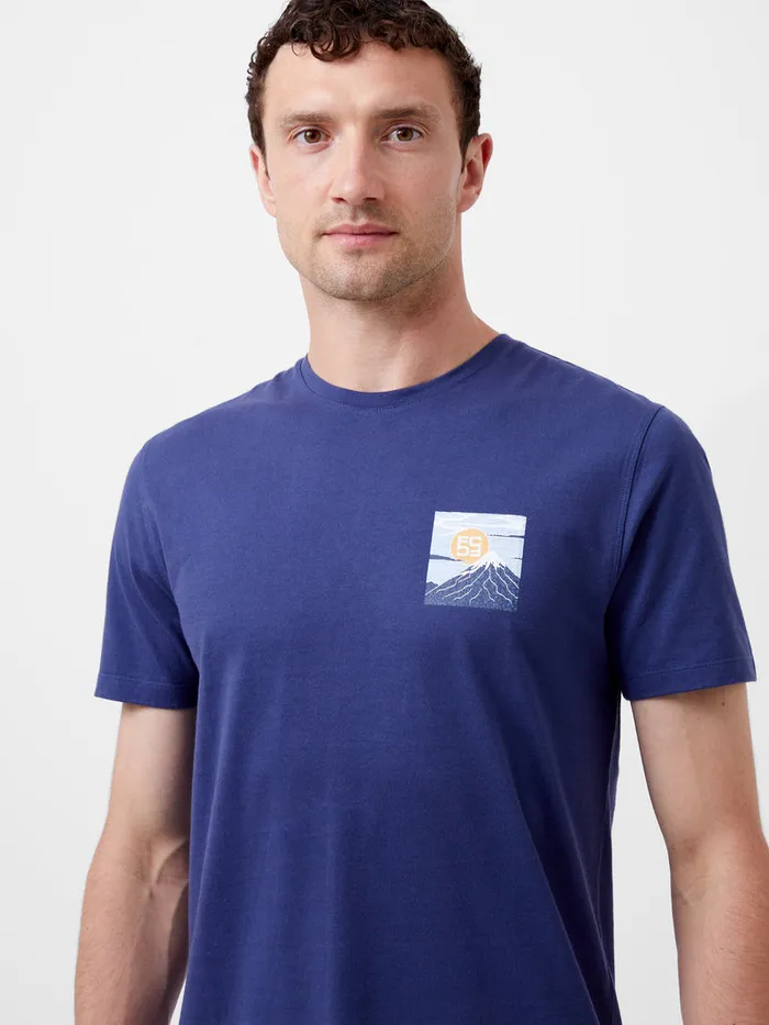 Man TShirts and Polo Shirts French Connection Mount Fuji Organic Graphic TShirt Indigo Blue