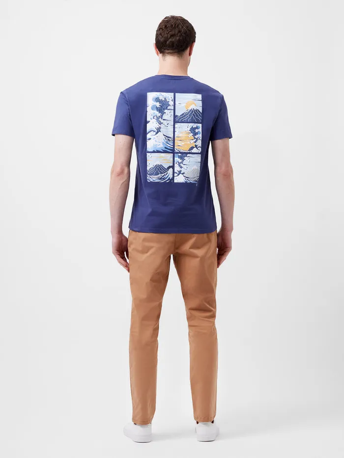 Man TShirts and Polo Shirts French Connection Mount Fuji Organic Graphic TShirt Indigo Blue Man TShirts and Polo Shirts French Connection Mount Fuji Organic Graphic TShirt Indigo Blue