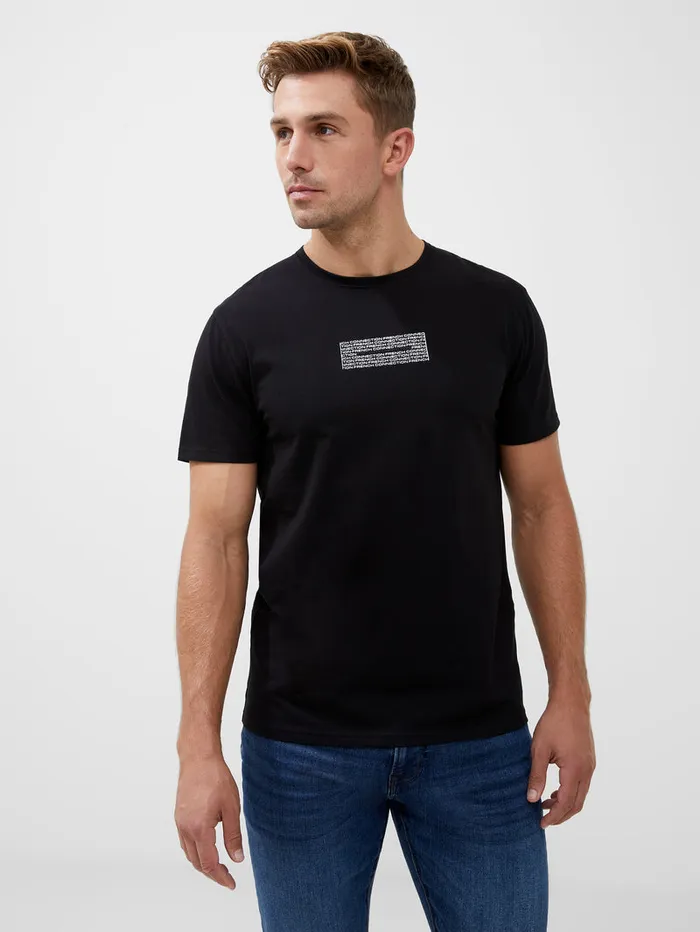 Man TShirts and Polo Shirts French Connection Organic Repeat Logo Graphic TShirt Black Man TShirts and Polo Shirts French Connection Organic Repeat Logo Graphic TShirt Black