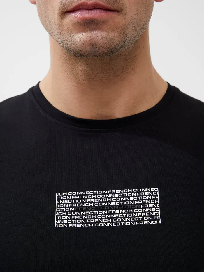 Man TShirts and Polo Shirts French Connection Organic Repeat Logo Graphic TShirt Black Man TShirts and Polo Shirts French Connection Organic Repeat Logo Graphic TShirt Black