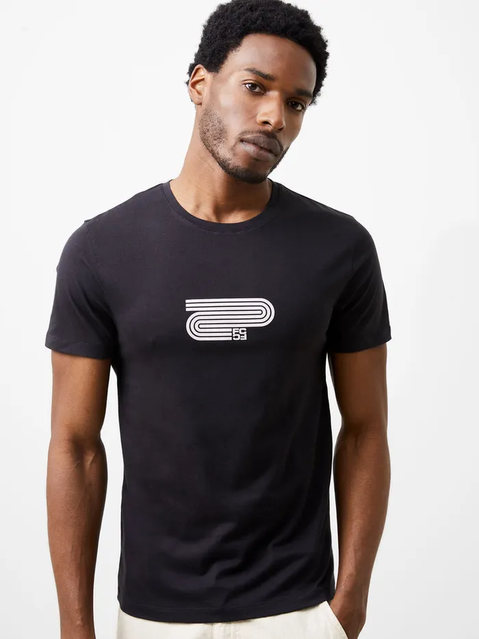Man TShirts and Polo Shirts French Connection Organic Winding Logo Graphic TShirt Black Man TShirts and Polo Shirts French Connection Organic Winding Logo Graphic TShirt Black