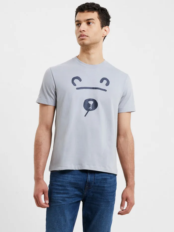 Man TShirts and Polo Shirts French Connection Shadow Bear TShirt Sleet Grey
