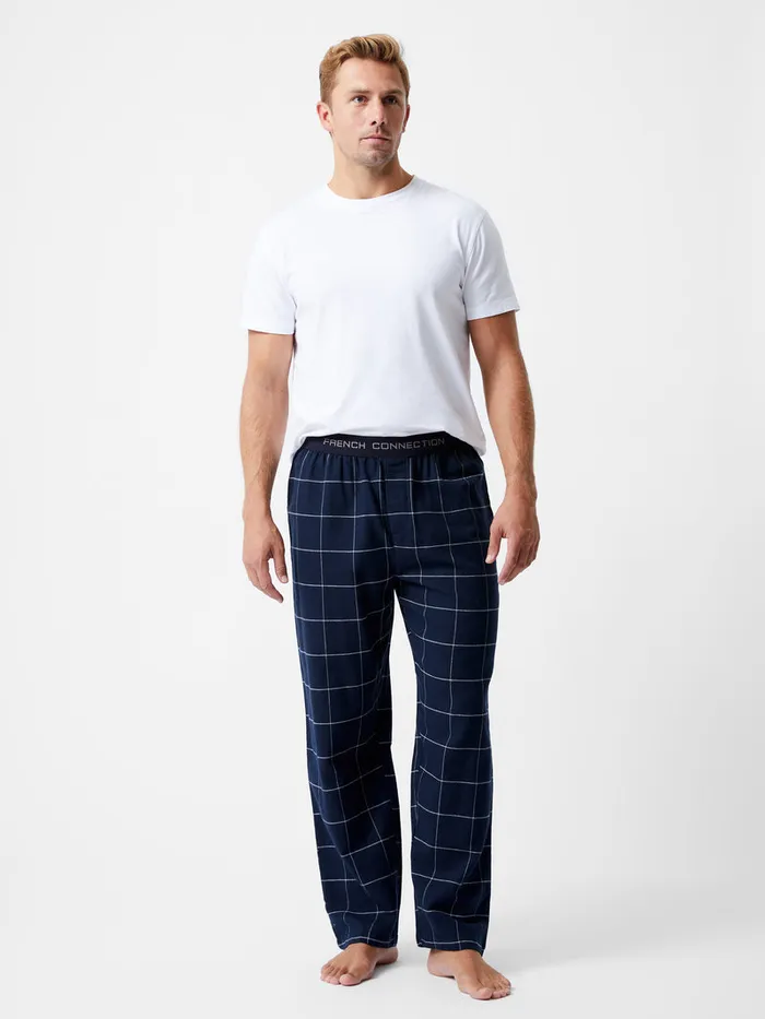 Man Trousers French Connection French Connection PJ Flannel Pants Marinewhite Man Trousers French Connection French Connection PJ Flannel Pants Marinewhite