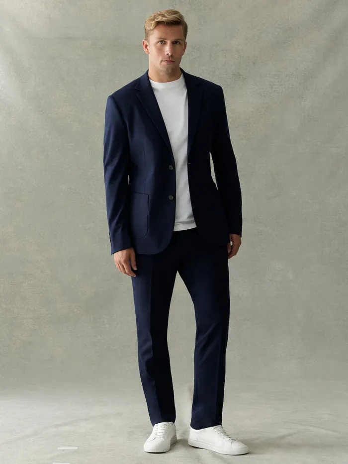 Man Trousers French Connection Stretch Knit Suit Trousers Marine