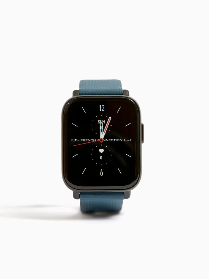 Man Watches French Connection Blue Silicone Strap Watch With Digital Dial Blue
