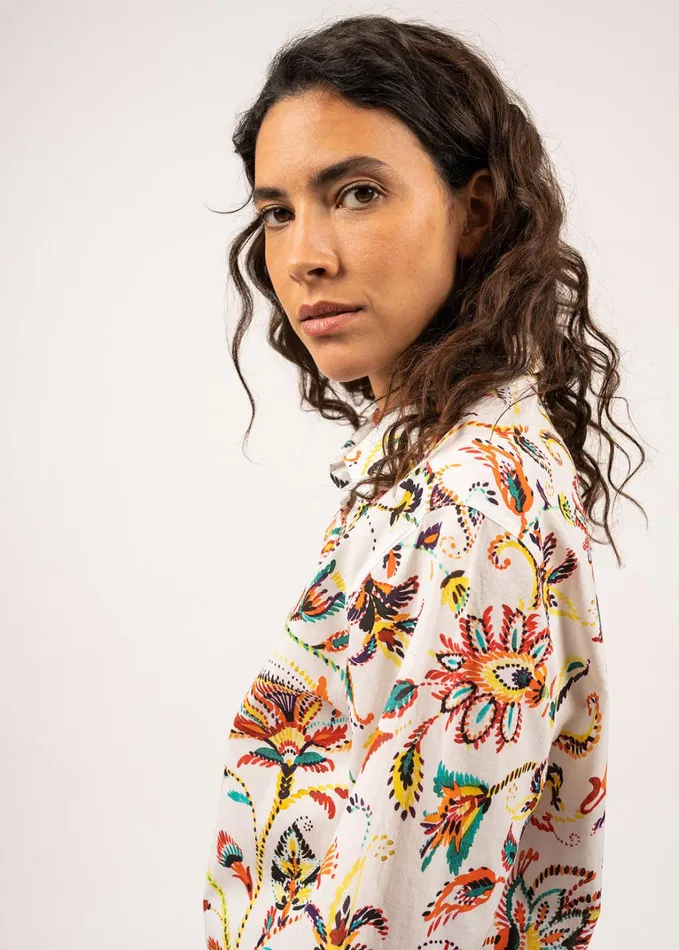 Marion Printed Shirt With Long Sleeves 100 Cotton Summerivory Women Saint James TShirts and Tops
