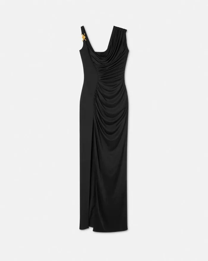 Medusa 03995 Draped Gown Black Women Versace Dresses