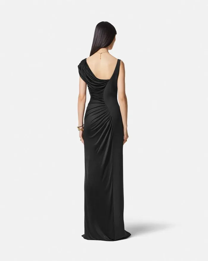 Medusa 03995 Draped Gown Black Women Versace Dresses