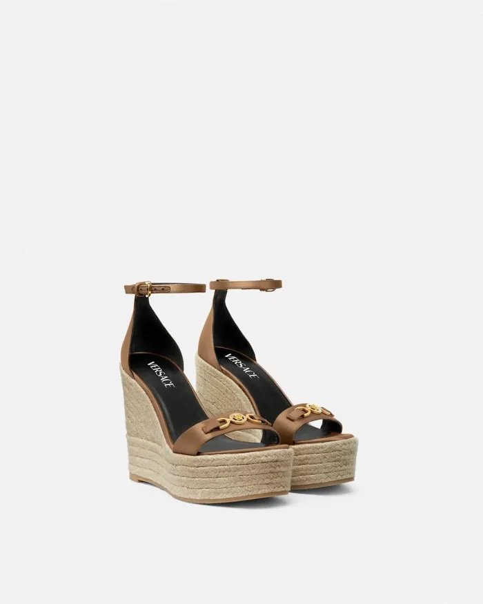 Medusa 03995 Satin Wedge Sandals 120 Mm Beige Women Versace Sandals