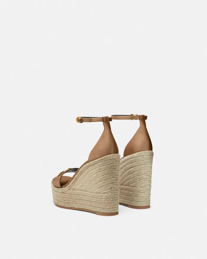 Medusa 03995 Satin Wedge Sandals 120 Mm Beige Women Versace Sandals