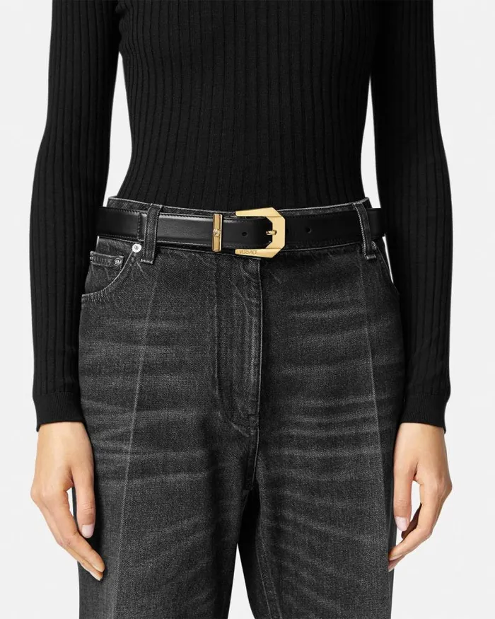 Medusa Heritage Leather Belt 3 Cm Blackgold Women Versace Belts