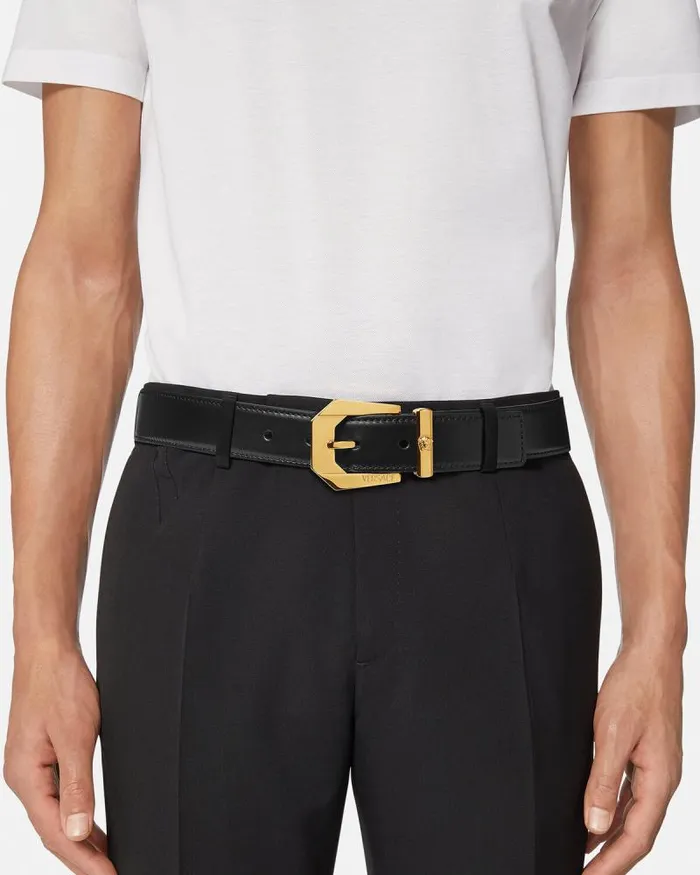 Medusa Leather Belt 3 Cm Blackgold Men Versace Belts