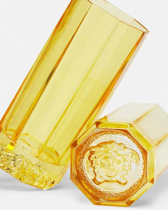 Medusa Lumire Rhapsody Set 2 Long Glasses Yellow Home and Lifestyle Versace Glassware