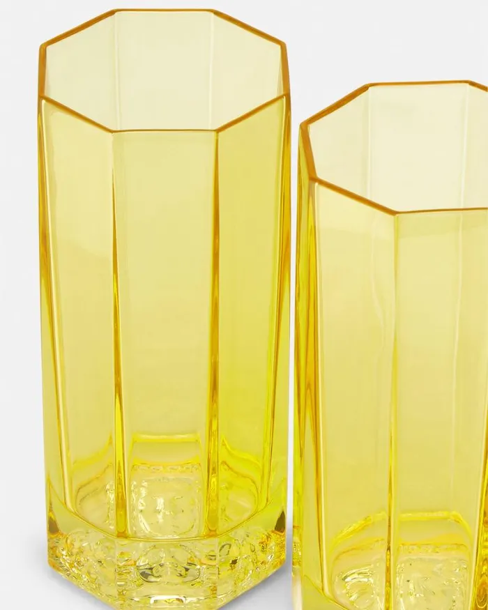 Medusa Lumire Rhapsody Set 2 Long Glasses Yellow Home and Lifestyle Versace Glassware