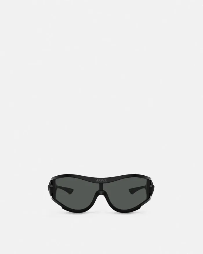 Medusa Medallion Shield Sunglasses Black WomenMen Versace Sunglasses