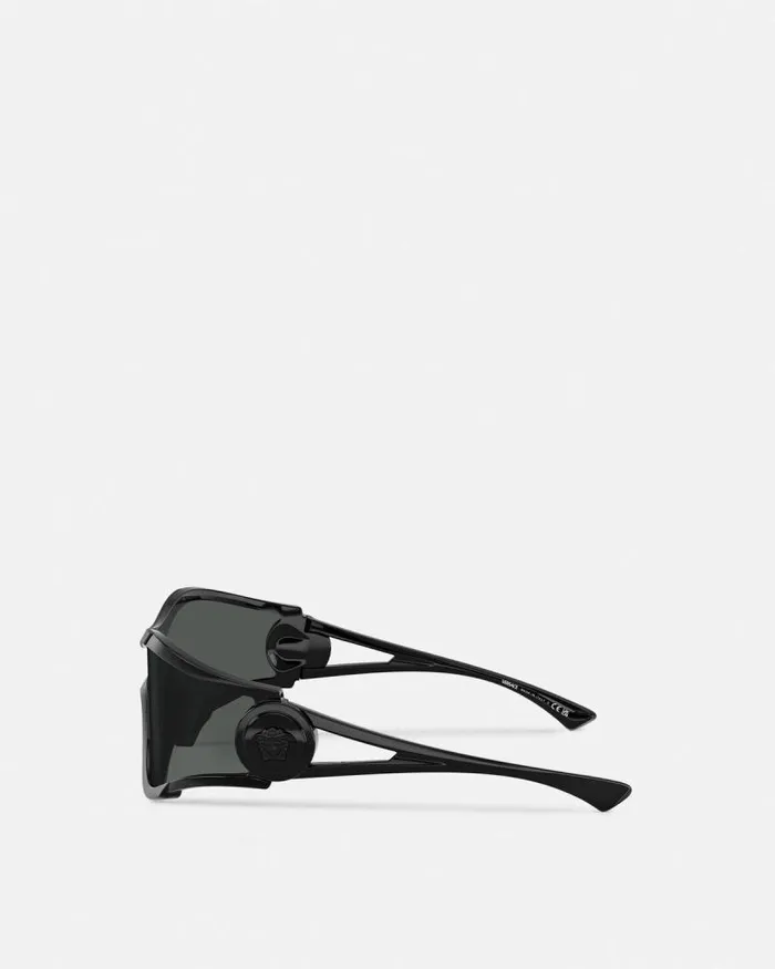 Medusa Medallion Shield Sunglasses Black WomenMen Versace Sunglasses