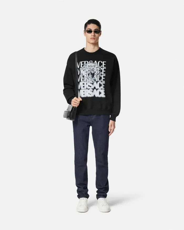 Medusa Medallion Sweatshirt Blackprint Men Versace Sweatshirts