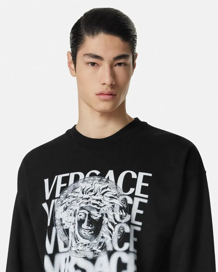 Medusa Medallion Sweatshirt Blackprint Men Versace Sweatshirts