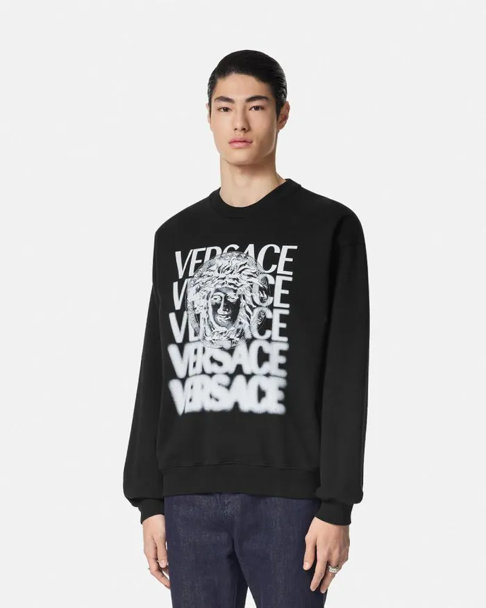Medusa Medallion Sweatshirt Blackprint Men Versace Sweatshirts