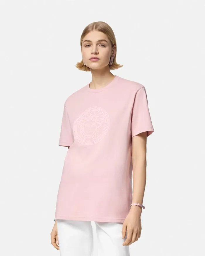 Medusa Oversized TShirt Light Pink Women Versace TShirts and Sweatshirts