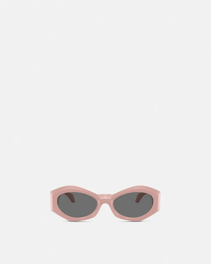 Medusa Plaque Geometric Sunglasses Light Pink Women Versace Sunglasses