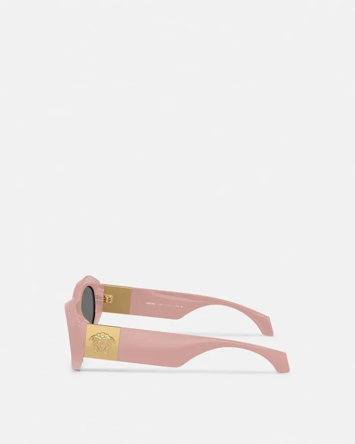 Medusa Plaque Geometric Sunglasses Light Pink Women Versace Sunglasses