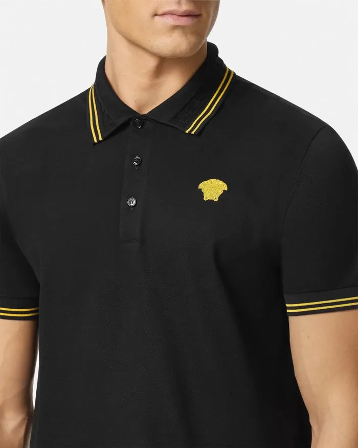 Medusa Polo Shirt Black Men Versace TShirts and Polos